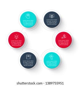 Circle infographic with 6 options, steps or options.