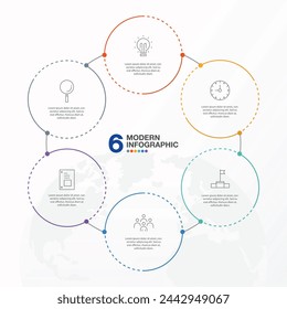 Circle infographic with 6 options with thin line icons for flow charts, presentations, web sites, banners, printed materials. Infographics business concept.