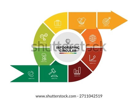 Circle infographic with arrow direction and step flow, for business flow presentation. Presentation step infographic. Business illustration vector
