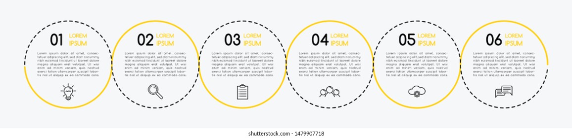 Circle infographic with business icons. 6 options. Vector