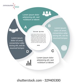 Circle Infographic For Business Project Or Presentation With Four Segments Can Be Used For Web Design, Workflow Or Graphic Layout, Diagram