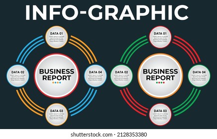 Informe comercial de Circle Info-graphic. Diseño vectorial infográfico con 4 pasos