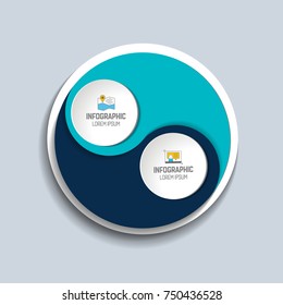 Circle infographic chart. Ying Yang infographic template. Two in one.