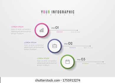 Circle infographic. Concept design with 3 options, steps or processes. Can be used for workflow layout, annual report, flow charts, diagram, presentations, web sites, banners, printed materials.
