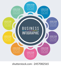 Circle Infographic design 10 Steps, objects, elements or options business information colorful template for business infographic