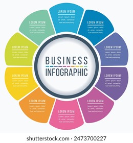 Circle Infographic design 10 Steps, objects, elements or options business information template