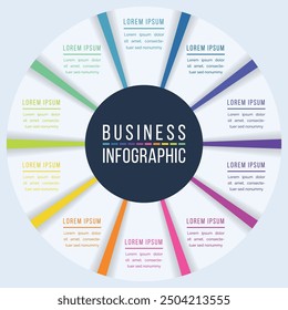 Círculo Diseño infográfico 10 Pasos, objetos, Elementos u opciones Plantilla de información empresarial