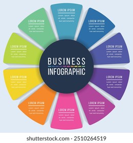 Círculo Diseño infográfico 10 pasos, objetos, Elementos u opciones infografía Plantilla de negocios