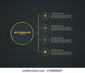 circle infographic design with 4 steps for data visualization, diagram, annual report, web design, presentation. Vector business template