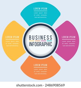Circle Infographic design 4 Steps, objects, elements or options business information template