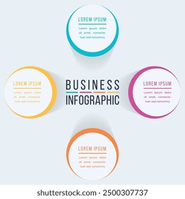 Círculo Diseño infográfico 4 pasos, objetos, Elementos u opciones Información de negocios