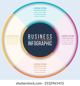 Circle Infographic design 4 steps, objects, elements or options information business circle template