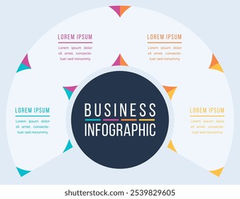 Circular Infográfico design 4 etapas, objetos, elementos ou opções infográfico modelo de negócios