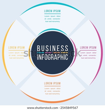Circle Infographic design 4 steps, objects, elements or options business information template