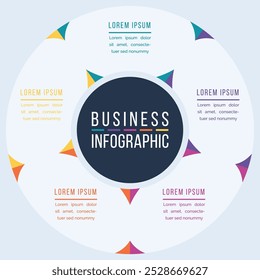 Circle Infographic design 5 steps, objects, elements or options infographic business template