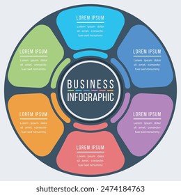Círculo Diseño infográfico 6 Pasos, objetos, Elementos u opciones información Plantilla empresarial
