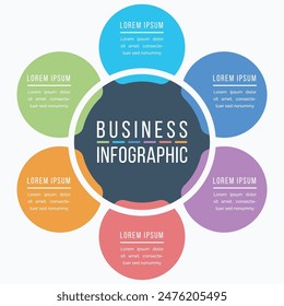Circle Infographic design 6 steps, objects, options or elements business information template