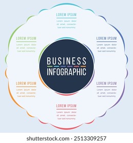 Circle Infographic design 6 Schritte, Objekte, Elemente oder Optionen infographic business template