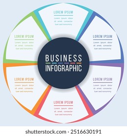 Círculo Diseño infográfico 6 pasos, objetos, Elementos u opciones infografía Plantilla de círculos de negocios