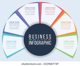 Circle Infographic design 6 steps, objects, elements or options infographic business circle template