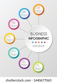Circle infographic design with 7 options. Vector