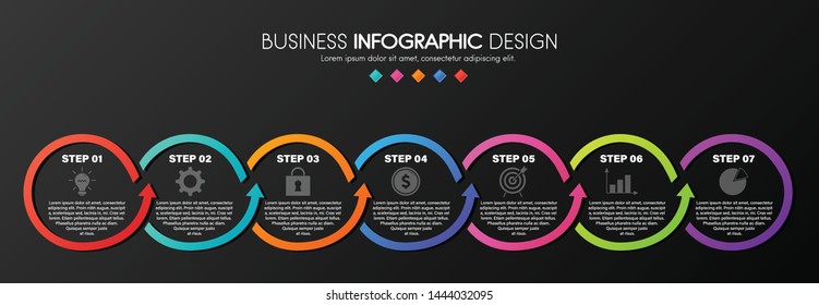 Circle infographic design with 7 options. Vector