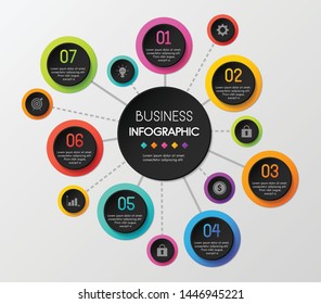 Circle infographic design with 7 options. Vector