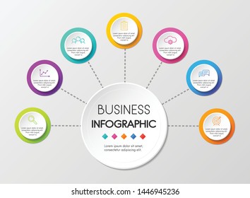 Circle infographic design with 7 options. Vector