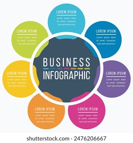 Circle Infographic design 7 steps, objects, options or elements business information template