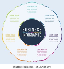 Circle Diseño infográfico 7 pasos, objetos, Elementos u opciones infografía Plantilla de negocios