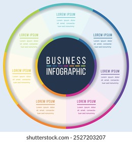 Circle Infographic design 7 steps, objects, elements or options information business circle template
