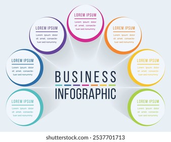 Circle Infográfico design 7 etapas, objetos, elementos ou opções informações de negócios