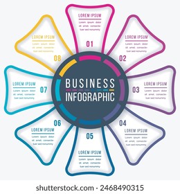 Circle Infographic design 8 Steps, objects, elements or options business information template