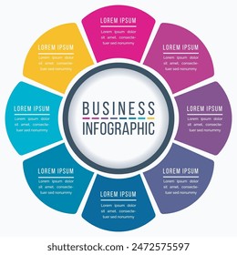 Circle Infographic design 8 Steps, objects, elements or options business information template