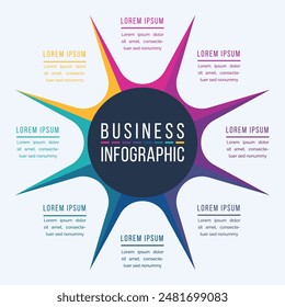 Circle Infographic design 8 steps, objects, elements or options business information infographic template