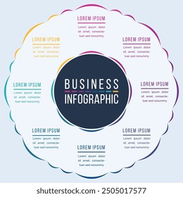 Círculo Diseño infográfico 8 pasos, objetos, Elementos u opciones infografía Plantilla empresarial