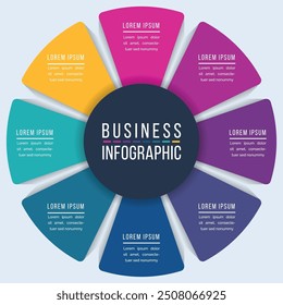 Círculo Diseño infográfico 8 pasos, objetos, Elementos u opciones infografía Plantilla empresarial