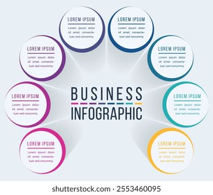 Circle Infographic design 8 steps, objects, elements or options business information