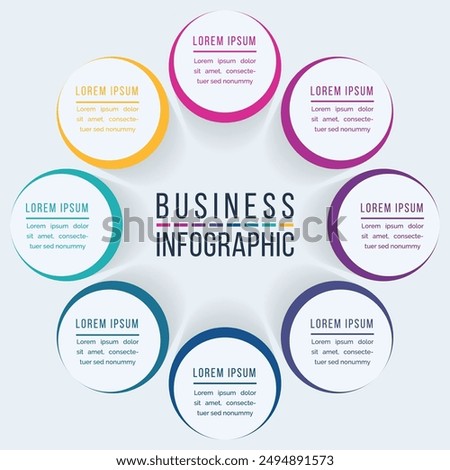 Circle Infographic design 8 steps, objects, elements or options business information