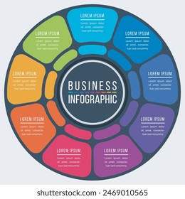 Circle Infografik Design 9 Schritte, Objekte, Elemente oder Optionen Informationen Business Vorlage