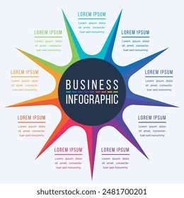 Circle Infographic design 9 steps, objects, elements or options business information infographic template