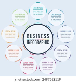 Circle Infographic design 9 Steps, objects, elements or options infographic information