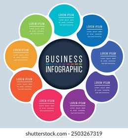 Circle Infographic design 9 Steps, objects, elements or options business information template