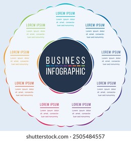 Círculo Diseño infográfico 9 pasos, objetos, Elementos u opciones infografía Plantilla empresarial