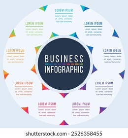 Circle Infographic design 9 steps, objects, elements or options infographic business template