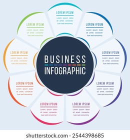 Círculo Diseño infográfico 9 pasos, objetos, Elementos u opciones infografía Plantilla empresarial