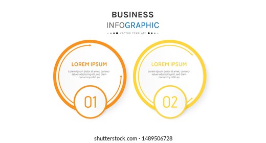 Circle infographic design template with 2 options or steps. Can be used for process, presentations, layout, banner,info graph. Vector Illustration.