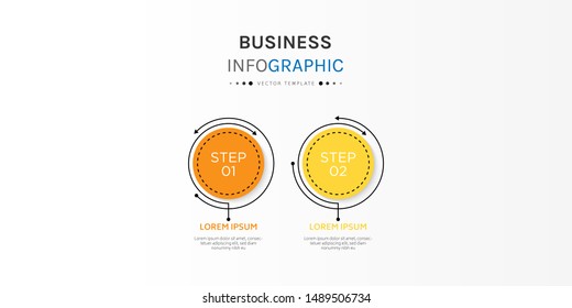Circle infographic design template with 2 options or steps. Can be used for process, presentations, layout, banner,info graph. Vector Illustration.