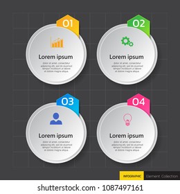 Circle infographic design template. 3D Business concept with 4 steps or options, can be used for workflow layout, diagram, annual report, web design.Creative banner,label vector