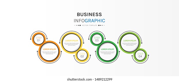 Circle infographic design template with 4 options or steps. Can be used for process, presentations, layout, banner,info graph. Vector Illustration.